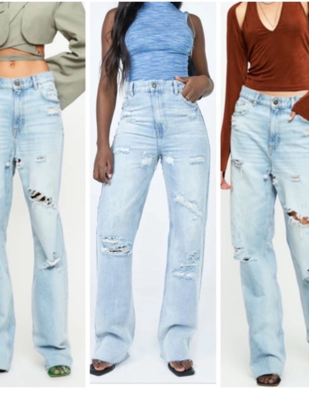 NWT Lioness cobain jeans distressed blue baggy denim